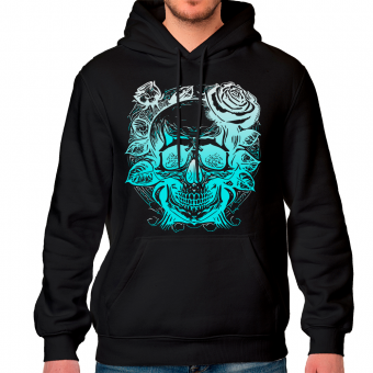 Moletom Canguru Personalizado -  Caveira e Rosas