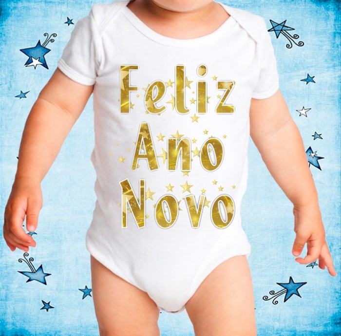 Body Infantil Bebê Feliz Ano Novo Reveillon 2023