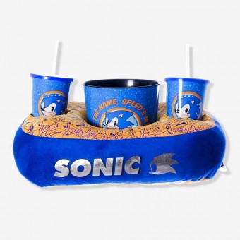 Kit Almofada Pipoca Balde Copos Sonic The Hedgehog Presente