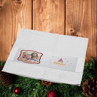 Toalha lavabinho Personalizada com Foto - Feliz Natal