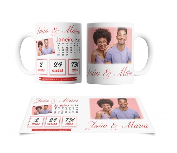 Caneca 325ml  - Personalizada Calendário Namorados com Foto 