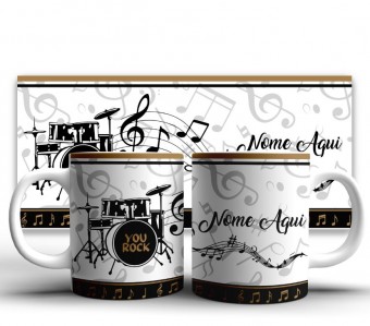 Caneca 325ml  - Personalizada Com Nome - Músico - Baterista