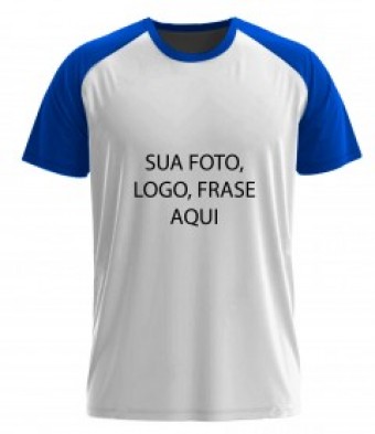 Camiseta Raglan Personalizada Branca com Manga Colorida - Sua Arte Aqui