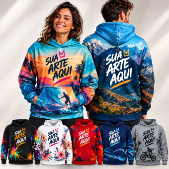 Moletom Canguru Personalizado com Sua Arte sublimação total 