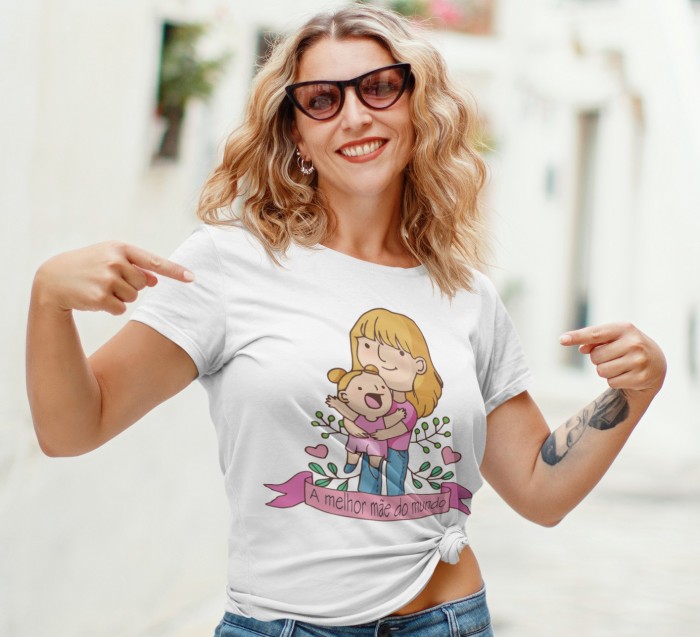 Camiseta "dia das Mães" Mãe de Menina Modelo 7