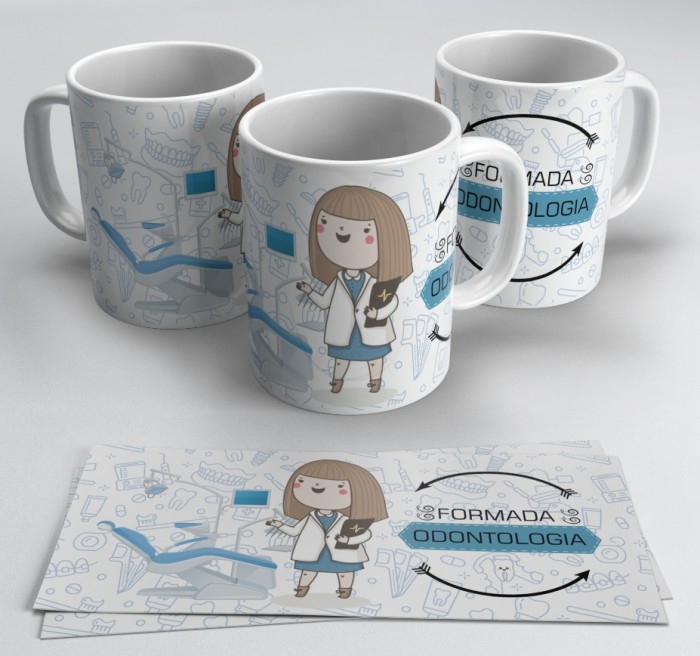 Caneca Odontologia Coleção Profissões Dentista Personalizada (com nome)