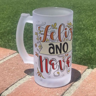 Caneca Chopp Cerveja Ano Novo Festas Vidro Jateado