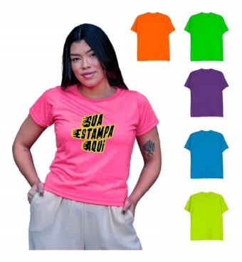 Babylook camiseta feminina neon personalizada 