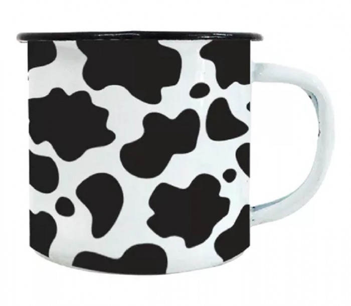 Caneca Esmaltada Branca Cafe - Life - Manchas Malhada