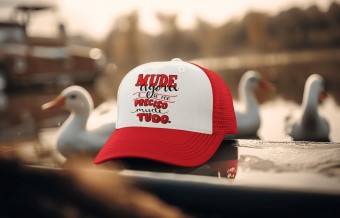 Boné Personalizado Trucker de Tela com Sua Frase - lettering