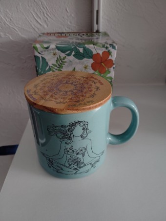 Caneca Turquesa 330ml com tampa - ho`oponopono