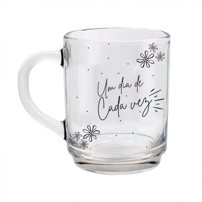 Caneca de vidro - life - frases motivacionais 
