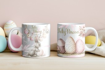 Caneca Porcelana Feliz Páscoa Atacado Kit 6un Personalizada