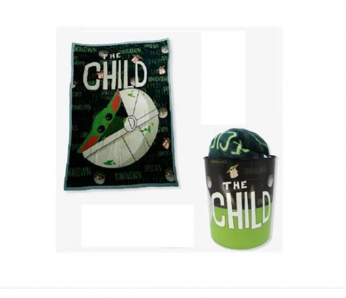 Kit Cobertor com Balde Baby Yoda Star Wars Original Manta