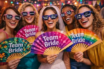 Leque Personalizado + Óculos com Frase O Combo Perfeito para Festas e Eventos Inesquecíveis