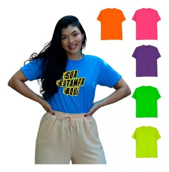Babylook camiseta feminina neon personalizada 