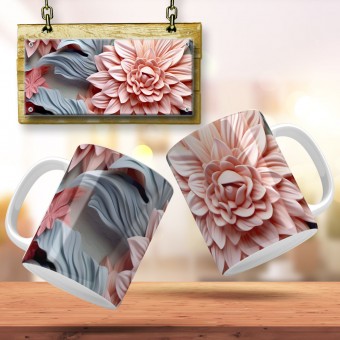Caneca Floral 3d Flores Colocamos Nome