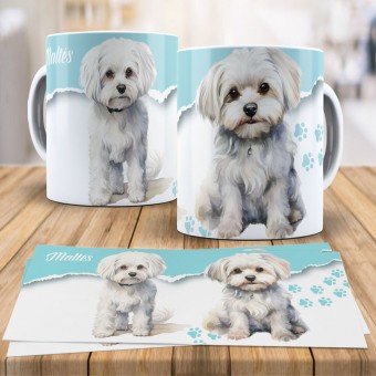 Caneca Xícara Raças Pet - Maltês