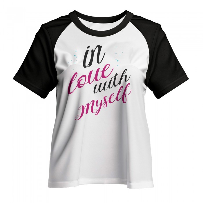Babylook Raglan Personalizada Branca com Manga Colorida - In Love With Myself