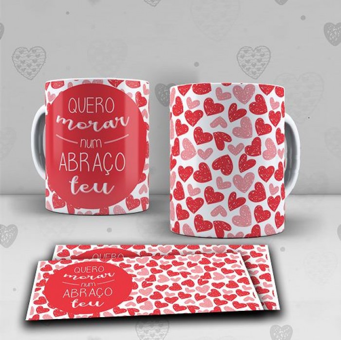 Caneca Personalizada para namorados quero morar num abraço