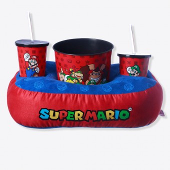 Kit Super Mario Almofada Balde Pipoca Copos Oficial Nintendo