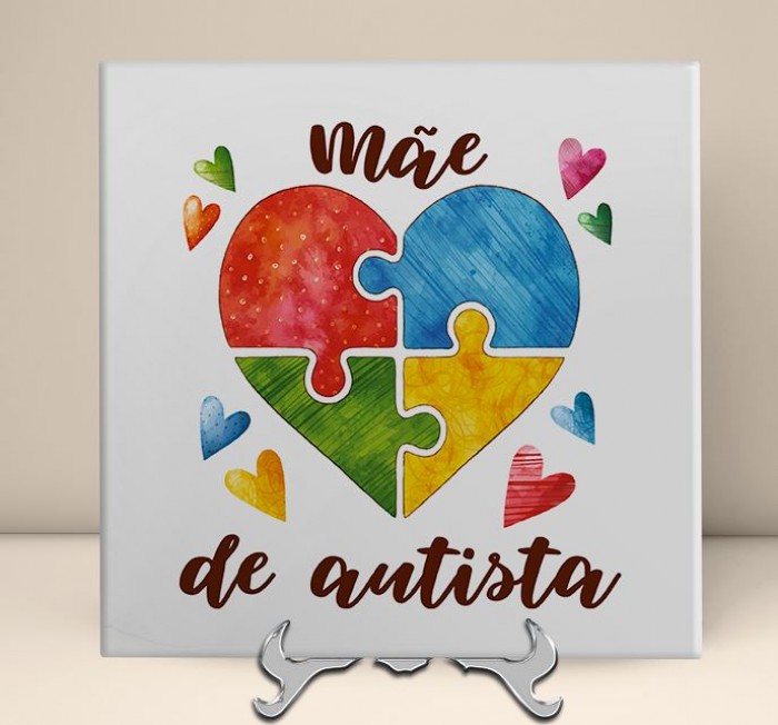 Azulejo personalizado com foto 20x20 mãe de autista