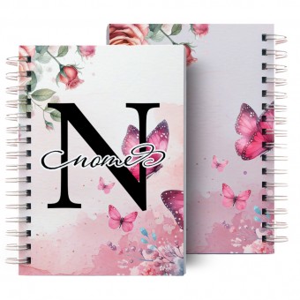 Agenda Personalizada Floral Rosa 2025 - Sua Inicial e Nome