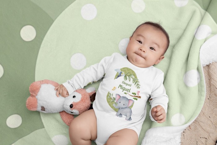 Body Nascimento Safari Bodie Manga Longa Roupa Bebe Bb