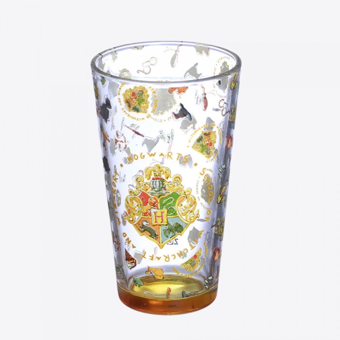 Kit Copo Vidro Incan 500ml + Lata Cofre Harry Potter Hogwarts