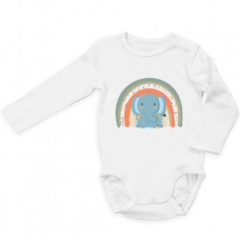 Body Bebe Manga Longa Elefantinho