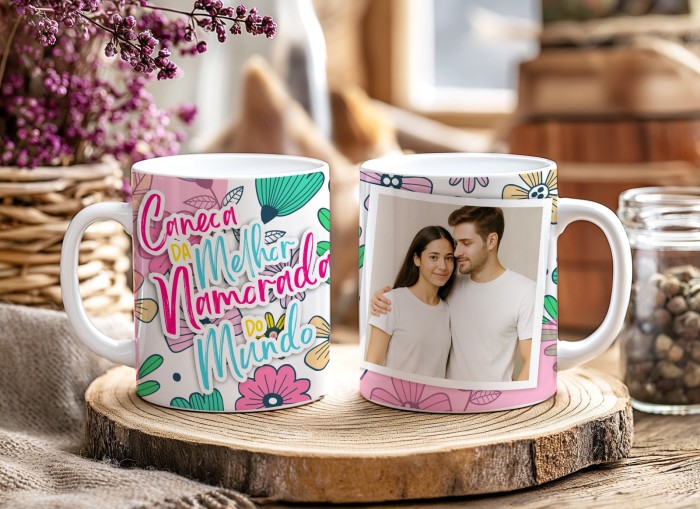Caneca - Coleção Casal + Fotos Floral