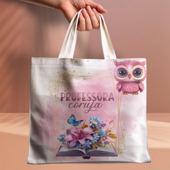 Bolsa Professora Coruja Ecobag Sacola Reutilizável