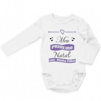 Body Bebe Manga Longa Primeiro Natal
