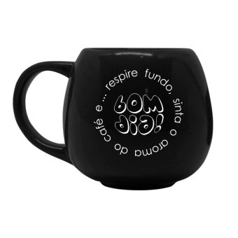 CANECA REDONDA PRETA 300ML - LIFE - RESPIRE FUNDO