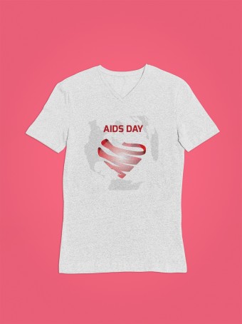 Camiseta gola V Campanha Contra Aids Algodão Premium