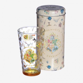 Kit Copo Vidro Incan 500ml + Lata Cofre Harry Potter Hogwarts
