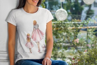 Dia das Mães Ilustração Camisas Presente Personalizado Modelo 4