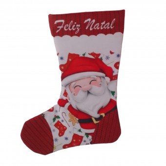 Bota Meia Natal Papai Noel Decorativa - Decoração Natalina Tecido 