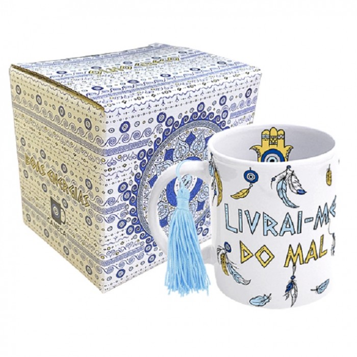 Caneca 300ml + Pompom - Olho Grego - Filtro dos Sonhos