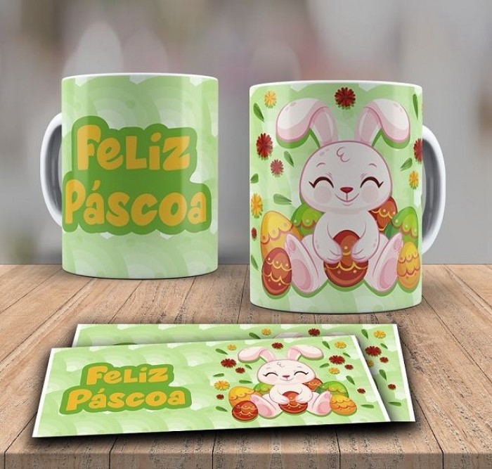 Canecas personalizadas para Páscoa  xícara feliz