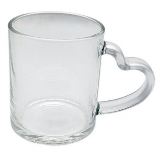 Caneca vidro Alça Coração Personalizada com sua arte 