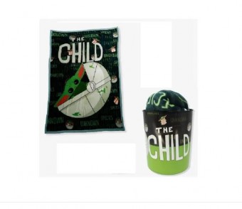 Kit Cobertor com Balde Baby Yoda Star Wars Original Manta