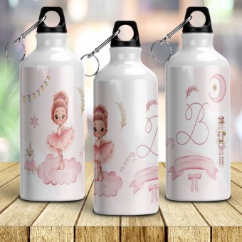 Squeeze Bailarina com Sua Inicial Garrafa Agua 600ml