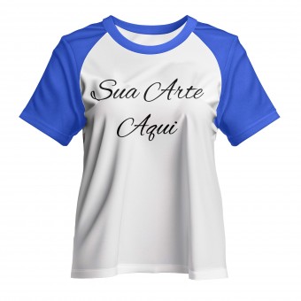 Babylook Raglan Personalizada Branca com Manga Colorida - In Love With Myself Cores Azul royal Tamanho P