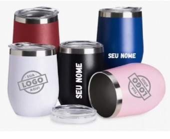 Copo Térmico Cuia em Aço Inox Personalizado - Sua cerveja sempre Gelada - Seu Chimarrão Sempre Quente