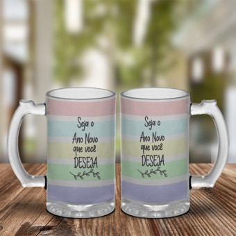 Caneca Chopp Cerveja Ano Novo Vidro Jateado
