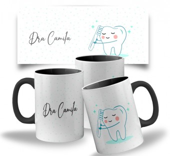 Caneca Dentista com Alça e Interior Preto - Personalizada