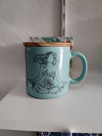 Caneca Turquesa 330ml com tampa - ho`oponopono