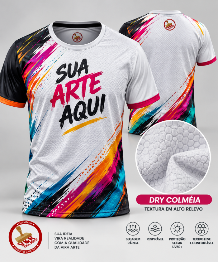 Camiseta Dry Colmeia linha premium com Proteção Solar Conforto e Performance ao Ar Livre