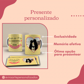 Caneca Amor D Mae É o Combustível - com Sua Foto no Coração